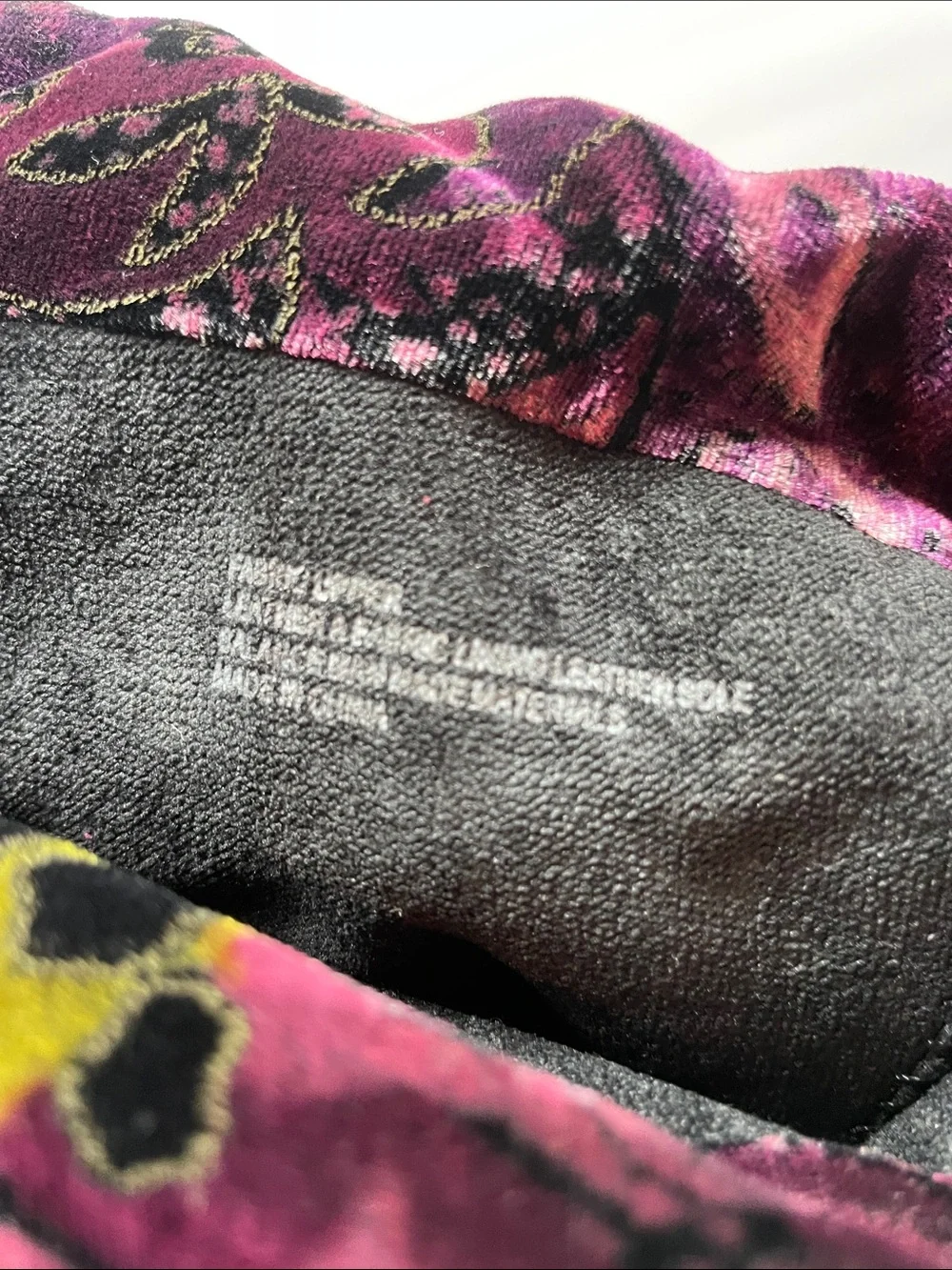 Born Pink Velvet Over-the-Knee Boots with Black and Gold Paisley